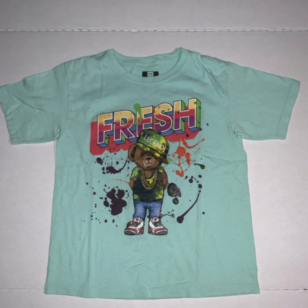 Bailey Apparel OG Hustle‎ Kids Sm Graphic Fresh Bear Streetwear Mint Green Shirt